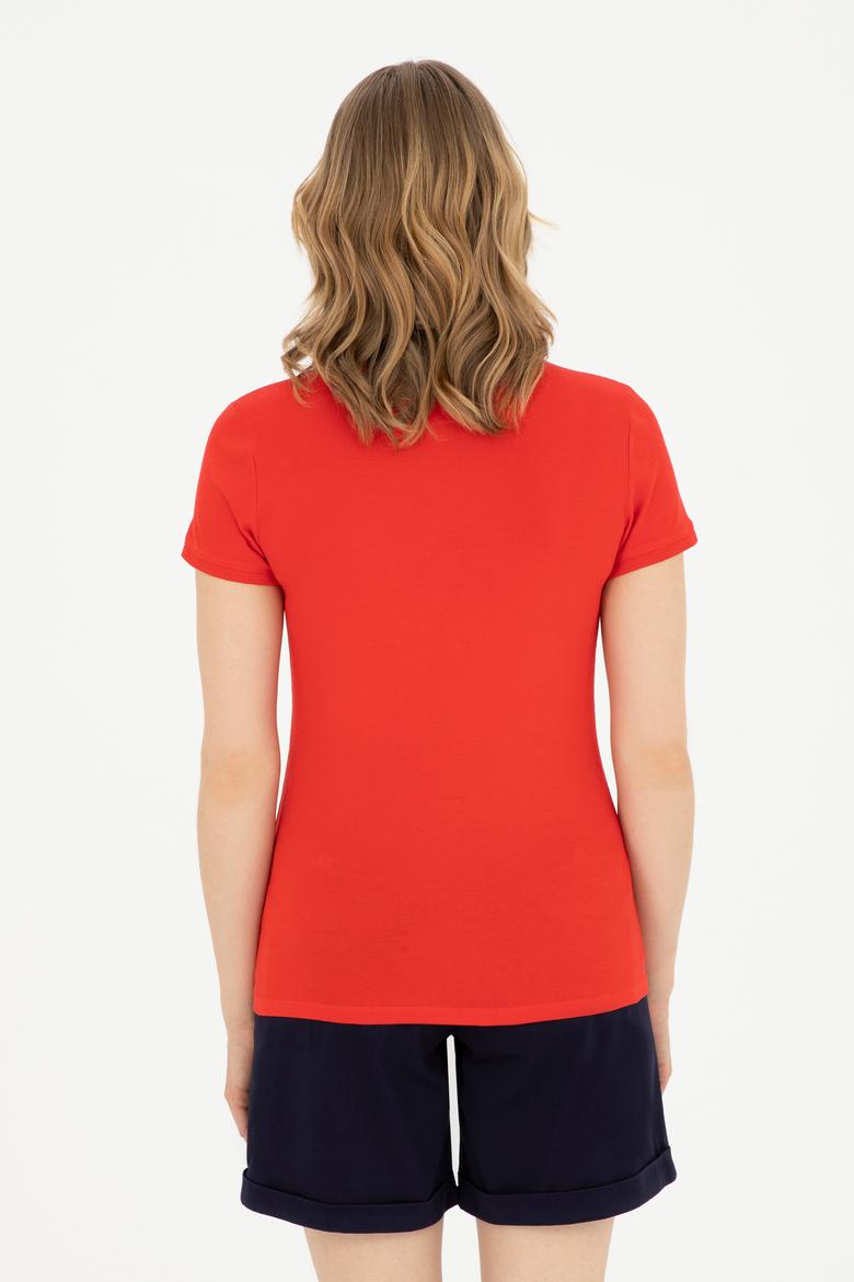 Kadın Kırmızı Basic Tişört - 50280065045