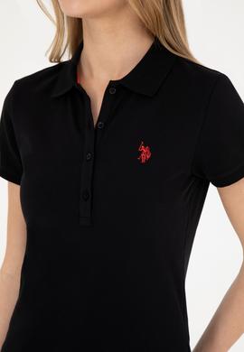 Kadın Siyah Basic Polo Yaka Tişört - 50280057134