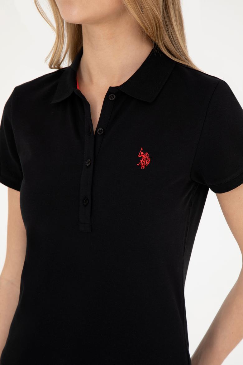 Kadın Siyah Basic Polo Yaka Tişört - 50280057134