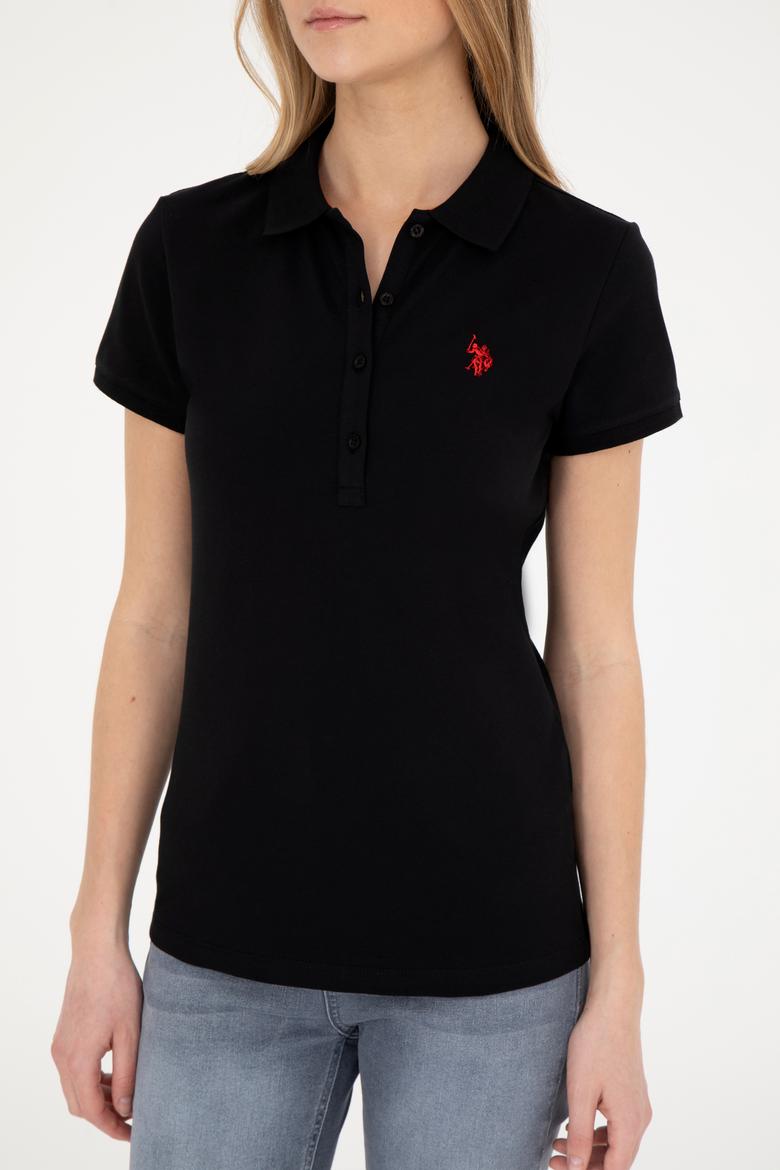 Kadın Siyah Basic Polo Yaka Tişört - 50280057134