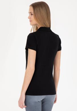 Kadın Siyah Basic Polo Yaka Tişört - 50280057134