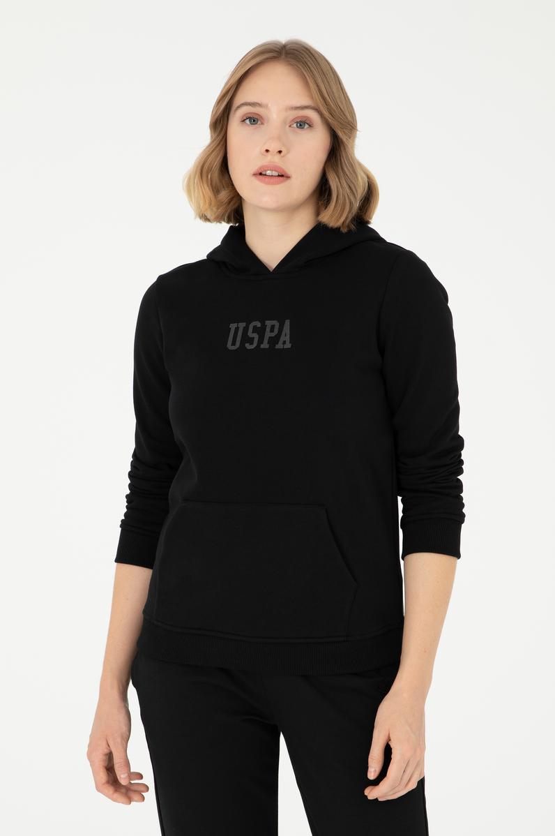 Kadın Siyah Basic Kapüşonlu Sweatshirt