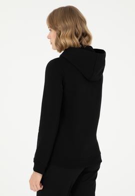 Kadın Siyah Basic Kapüşonlu Sweatshirt - 50289536036