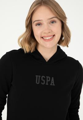 Kadın Siyah Basic Kapüşonlu Sweatshirt - 50289536036