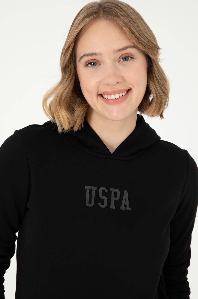 Kadın Siyah Basic Kapüşonlu Sweatshirt