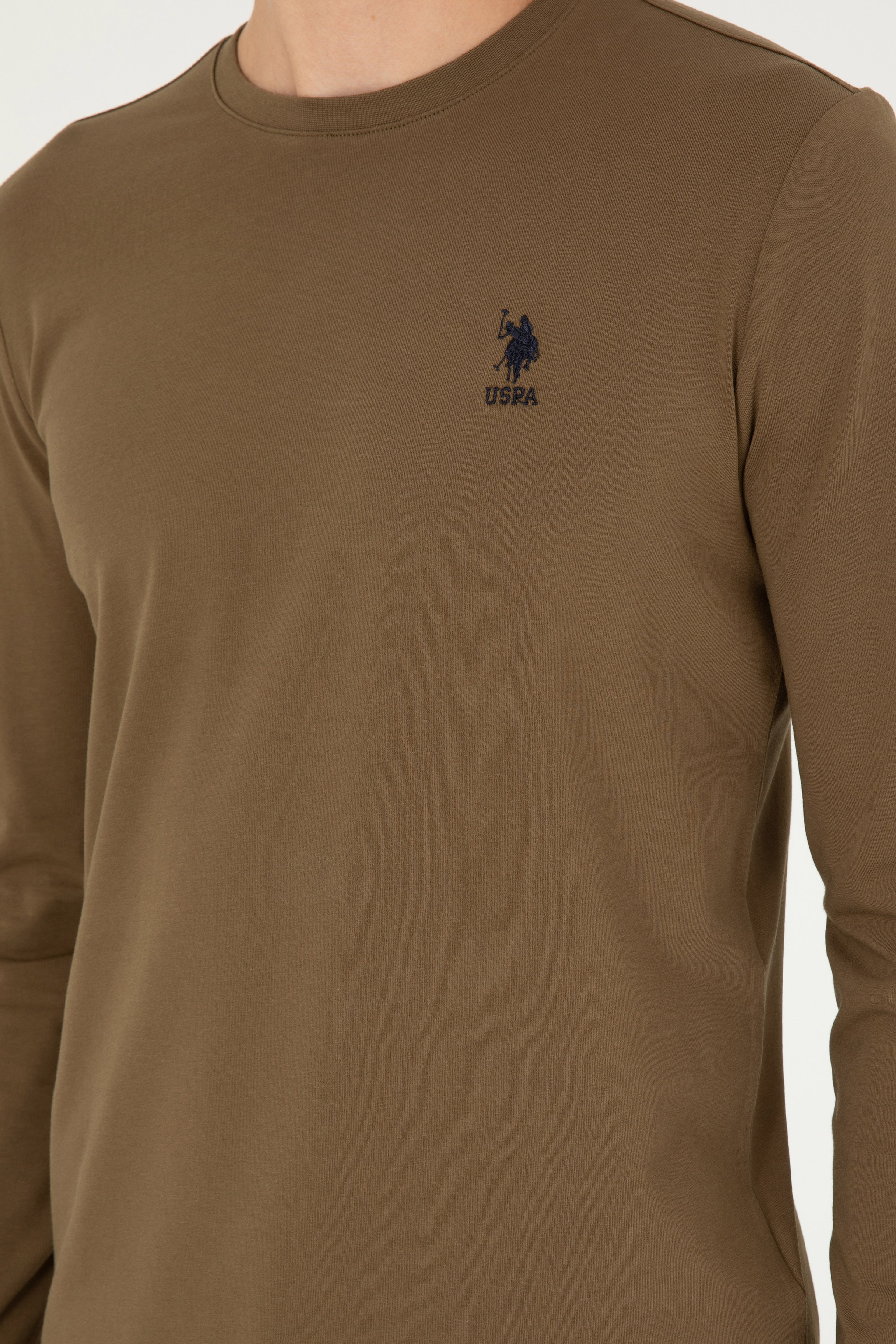 Erkek Haki Basic Sweatshirt - Image 7