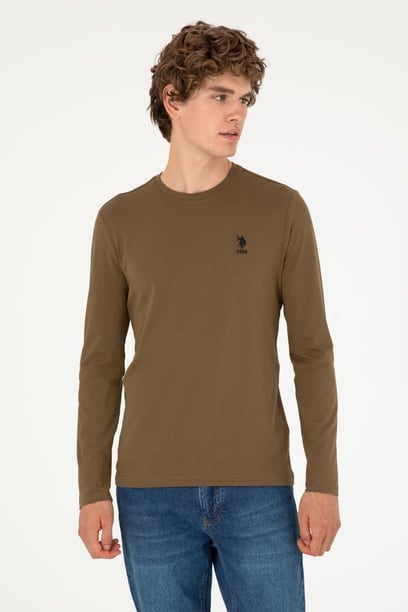 Erkek Haki Basic Sweatshirt
