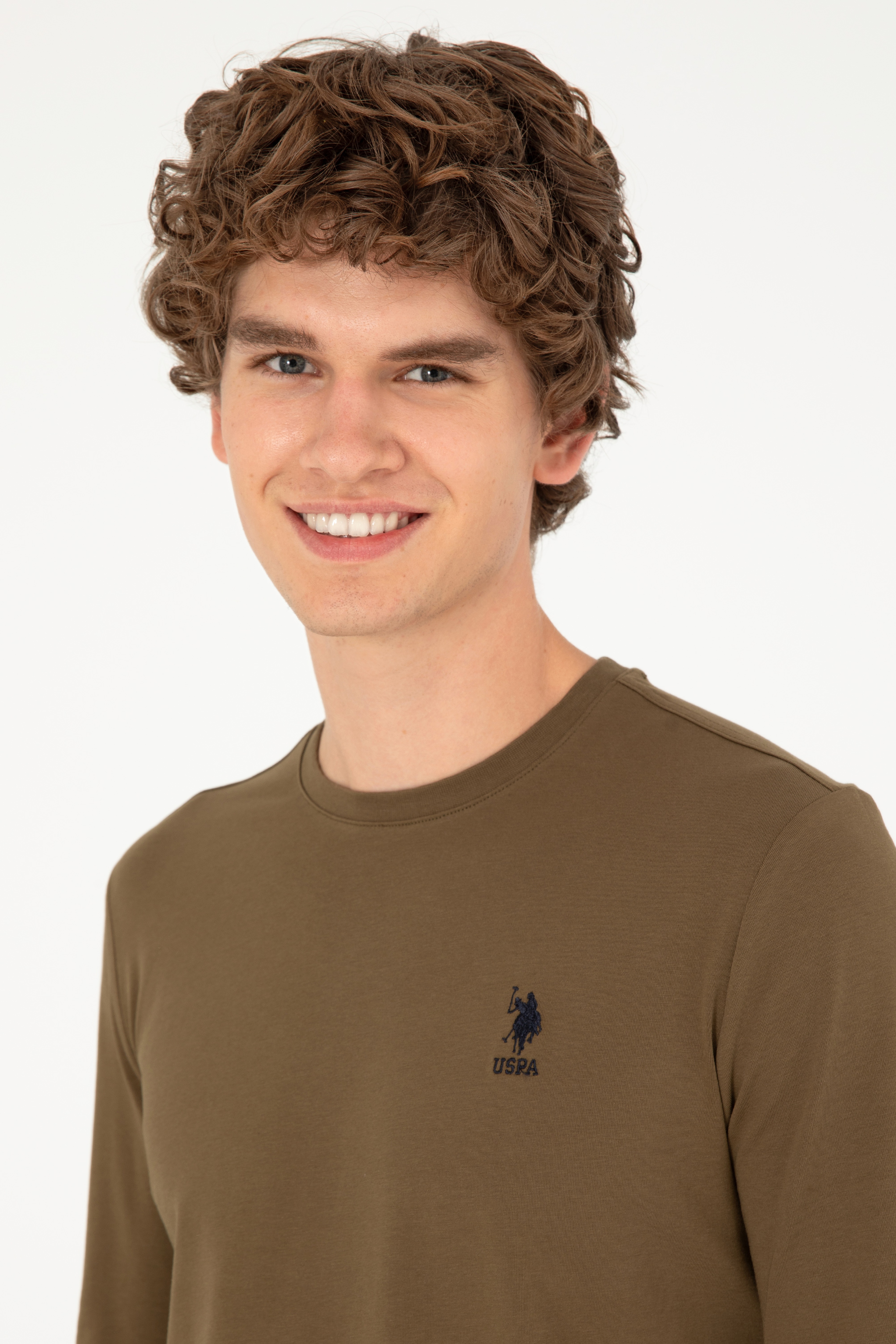 Erkek Haki Basic Sweatshirt