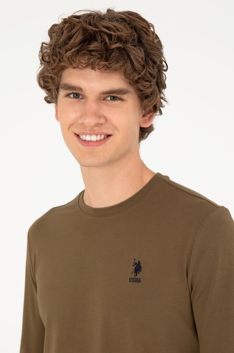 Erkek Haki Basic Sweatshirt