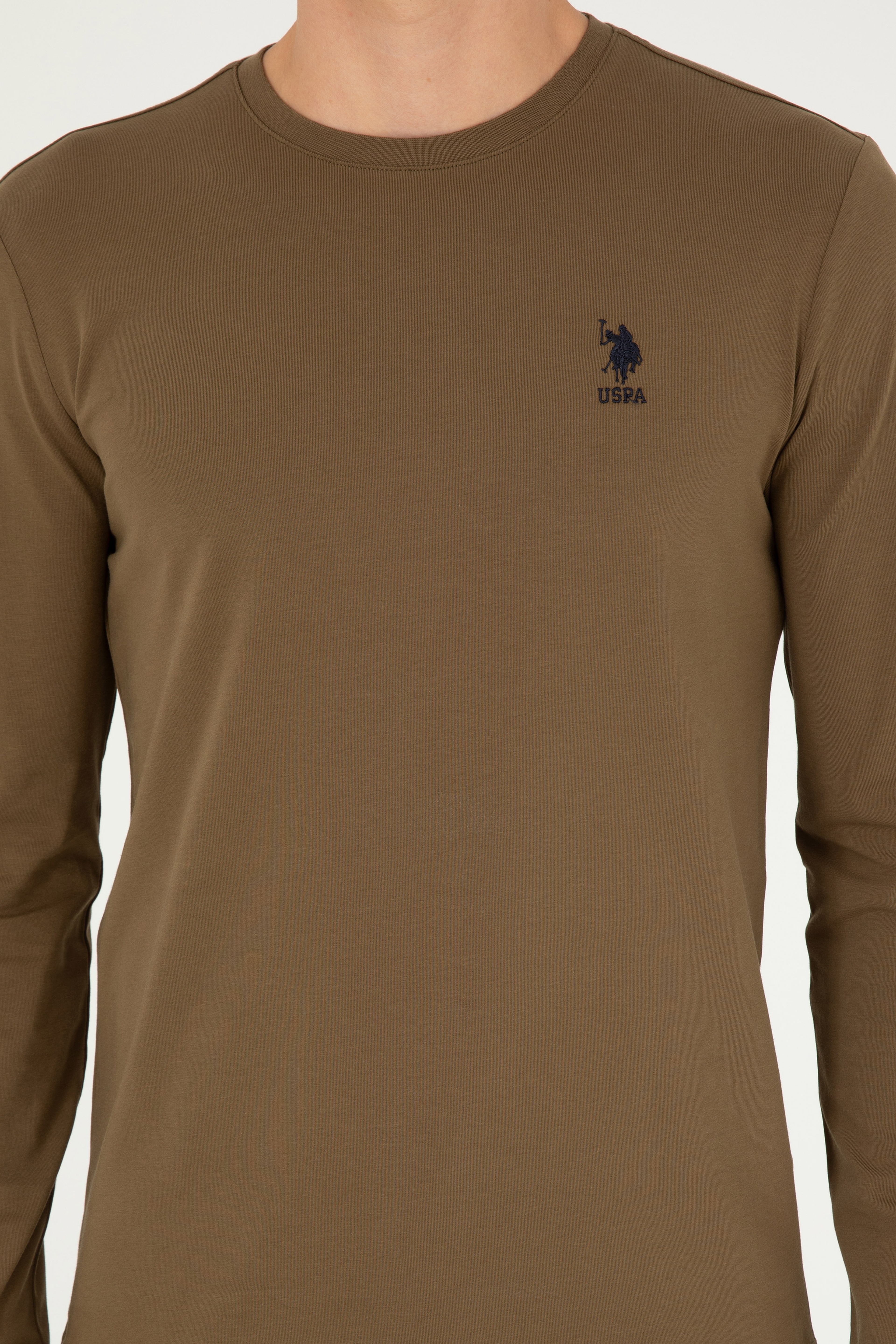 Erkek Haki Basic Sweatshirt