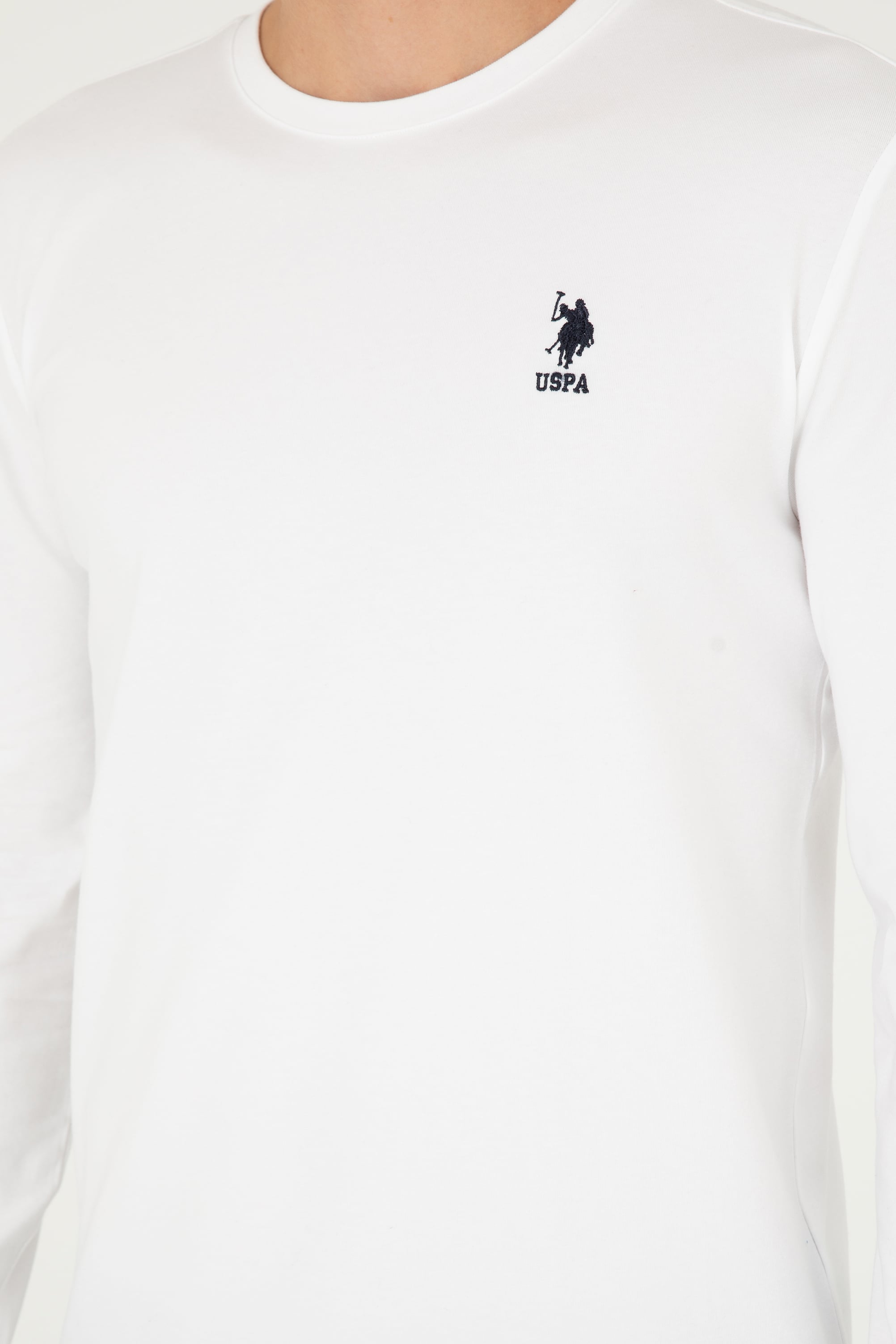 Erkek Slim Fit Bisiklet Yaka Beyaz Basic Sweatshirt - Image 7