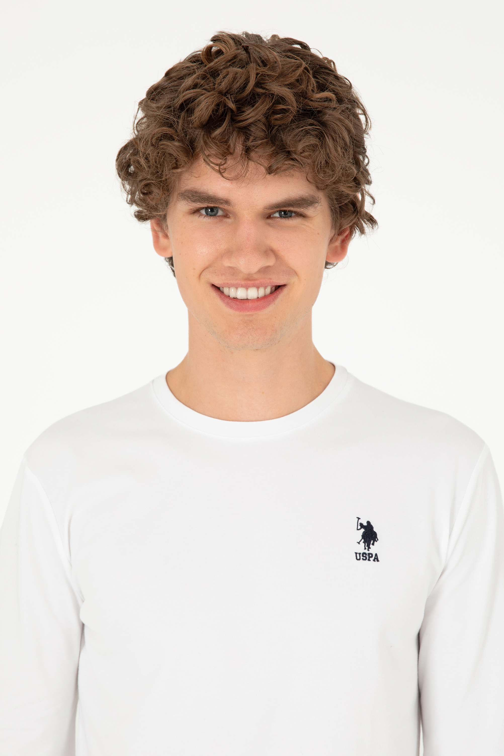 Erkek Slim Fit Bisiklet Yaka Beyaz Basic Sweatshirt - Image 2