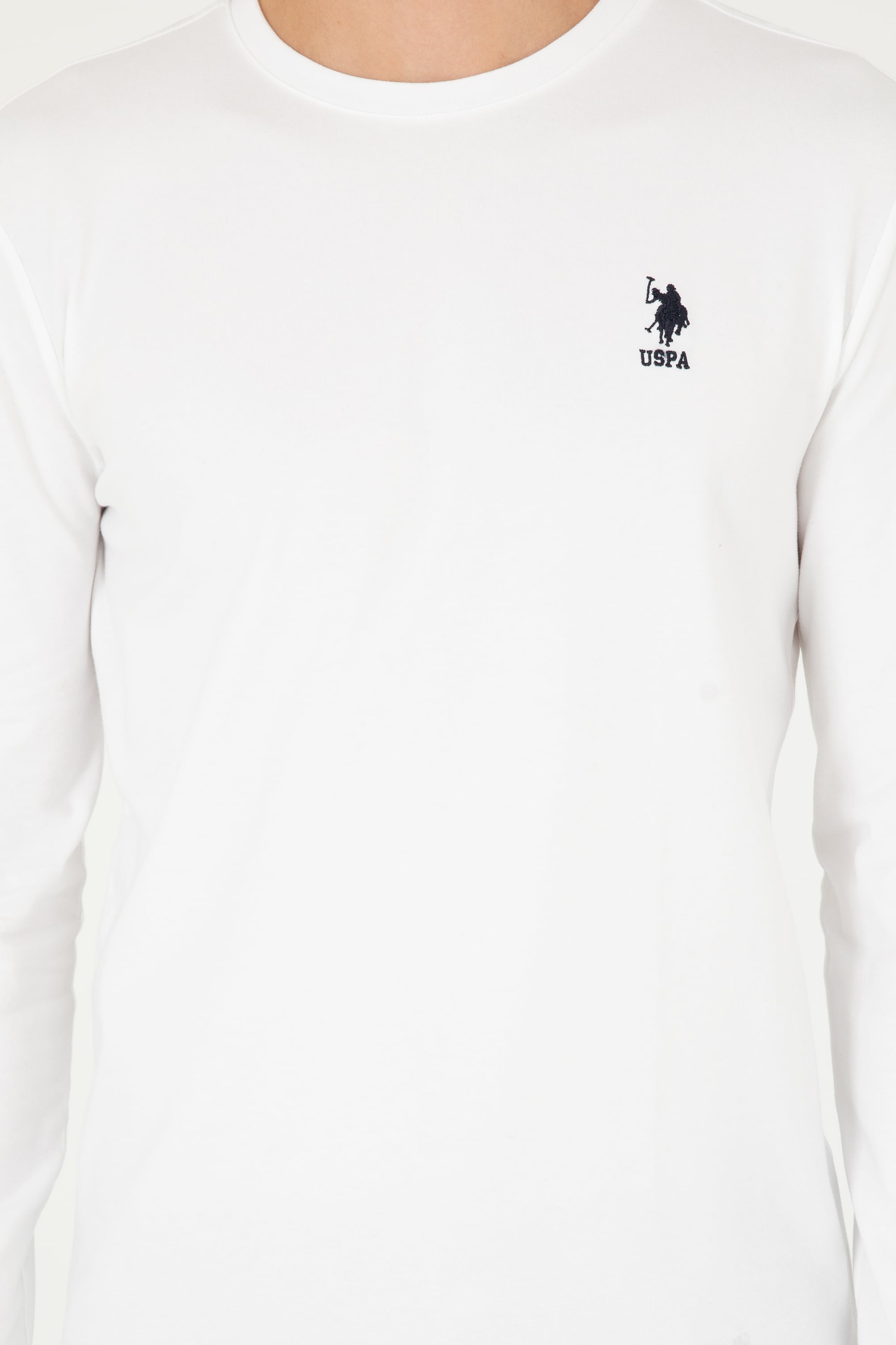 Erkek Slim Fit Bisiklet Yaka Beyaz Basic Sweatshirt - Image 6