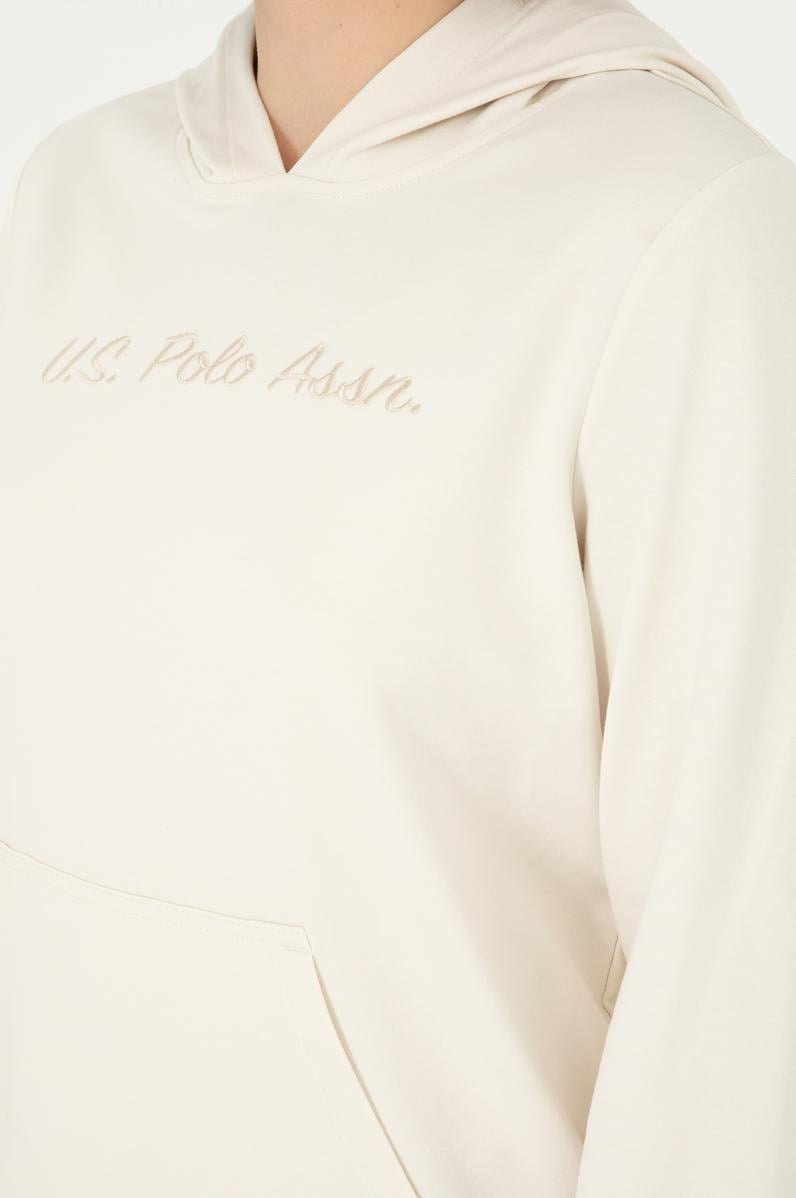 Kadın Krem Kapüşonlu Sweatshirt