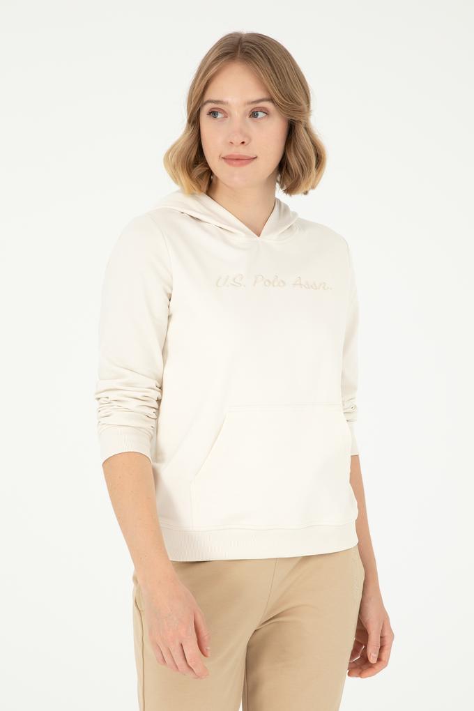 Kadın Krem Kapüşonlu Sweatshirt