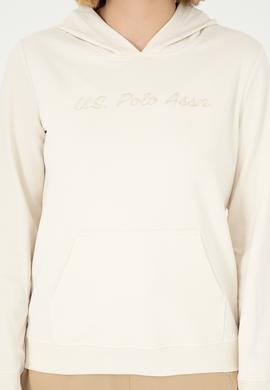 Kadın Krem Kapüşonlu Sweatshirt - 50296947008