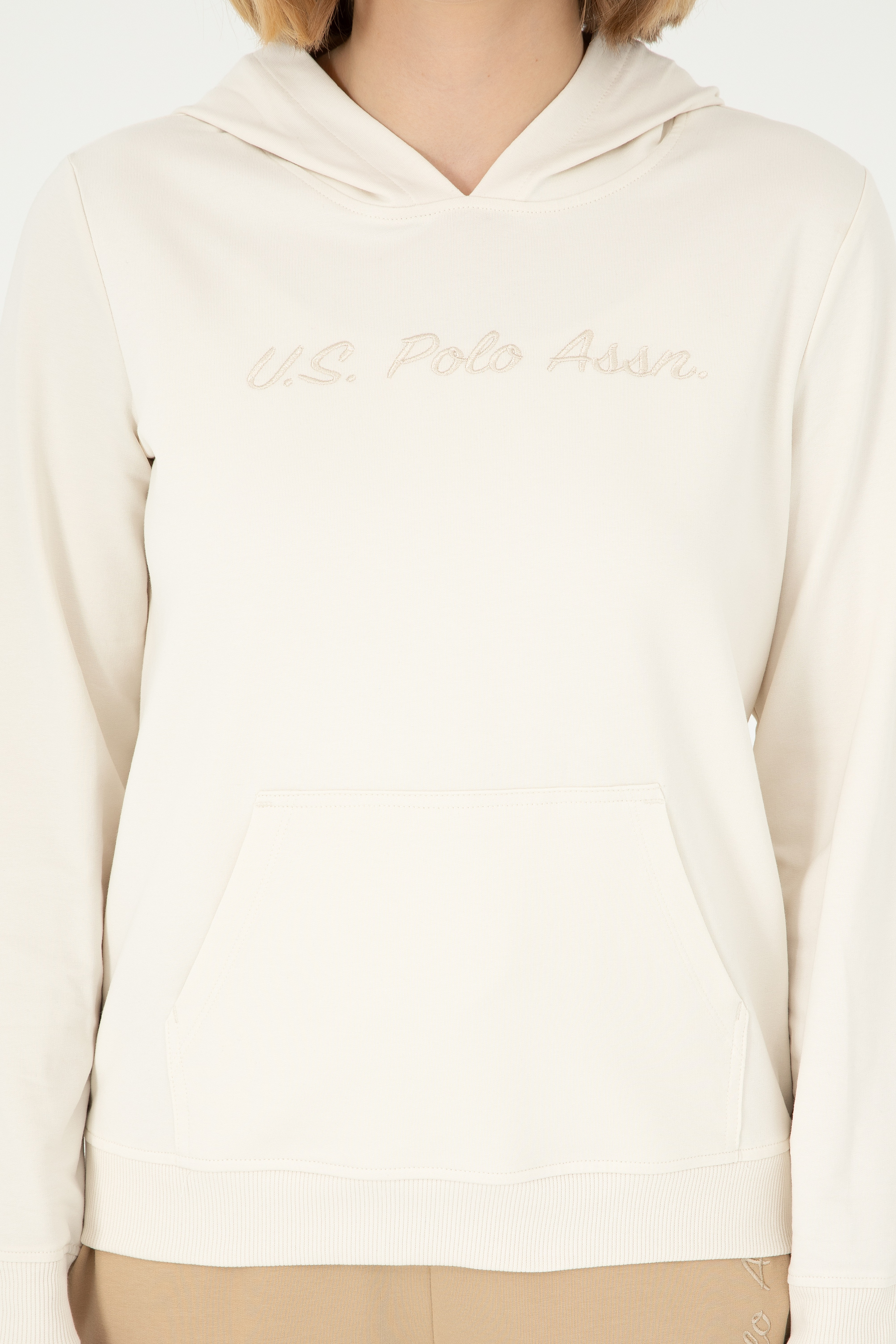 Kadın Krem Kapüşonlu Sweatshirt