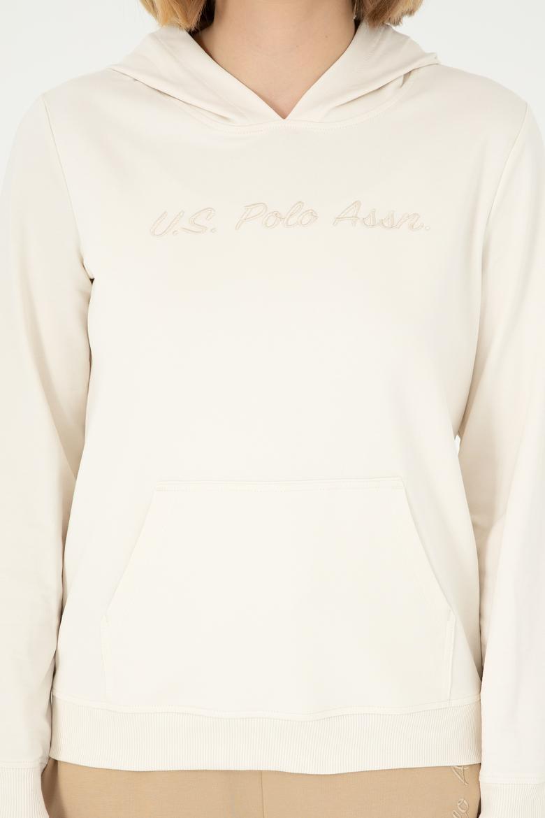 Kadın Krem Kapüşonlu Sweatshirt - 50296947008