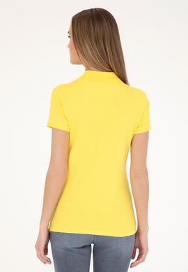 Kadın Sarı Basic Polo Yaka Tişört - 50289361016