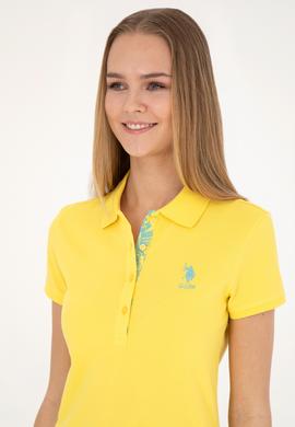 Kadın Sarı Basic Polo Yaka Tişört - 50289361016