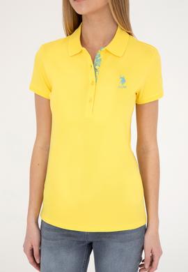 Kadın Sarı Basic Polo Yaka Tişört - 50289361016