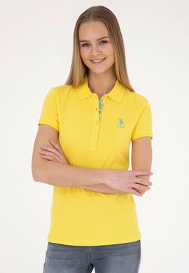 Kadın Sarı Basic Polo Yaka Tişört - 50289361016