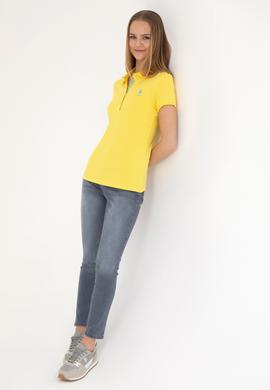 Kadın Sarı Basic Polo Yaka Tişört - 50289361016