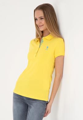 Kadın Sarı Basic Polo Yaka Tişört - 50289361016