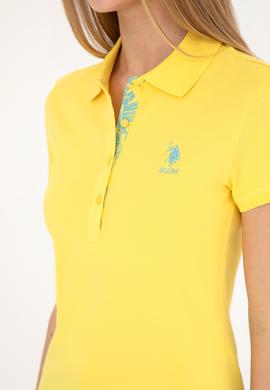 Kadın Sarı Basic Polo Yaka Tişört - 50289361016