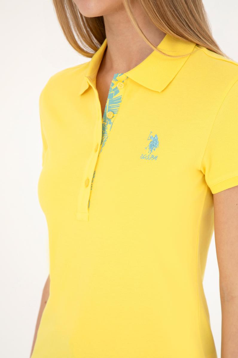 Kadın Sarı Basic Polo Yaka Tişört