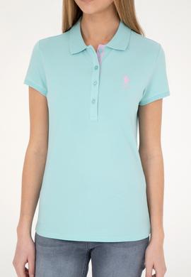 Kadın Somon Basic Polo Yaka Tişört - 50289361025