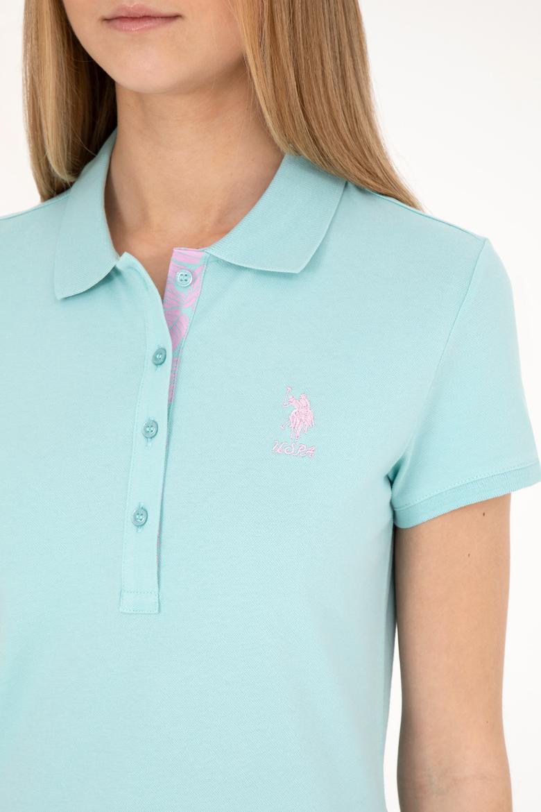 Kadın Somon Basic Polo Yaka Tişört - 50289361025