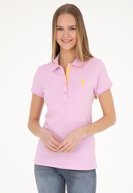 Kadın Pembe Basic Polo Yaka Tişört - 50289361022