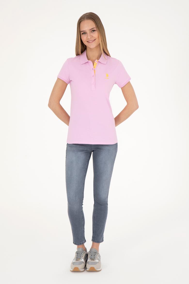 Kadın Pembe Basic Polo Yaka Tişört - 50289361022