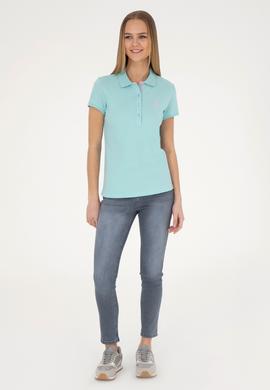 Kadın Su Yeşili Basic Polo Yaka Tişört - 50289361040