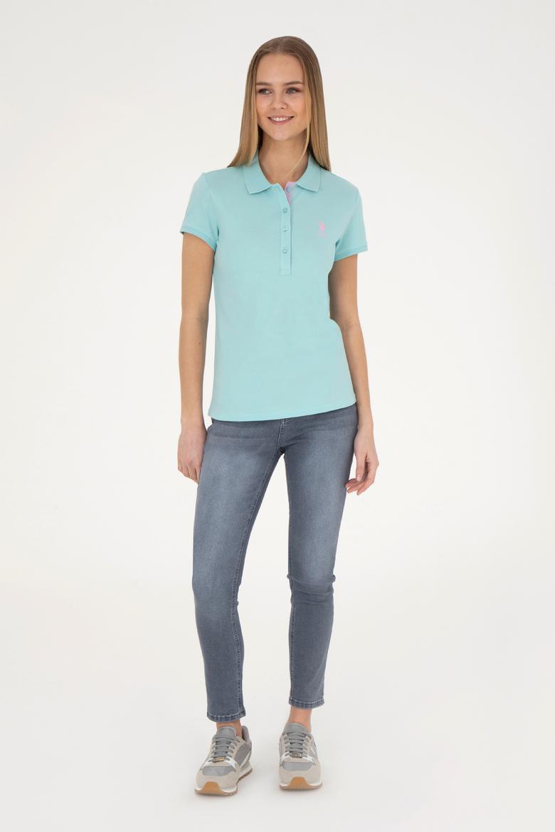 Kadın Su Yeşili Basic Polo Yaka Tişört - 50289361040