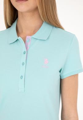 Kadın Su Yeşili Basic Polo Yaka Tişört - 50289361040