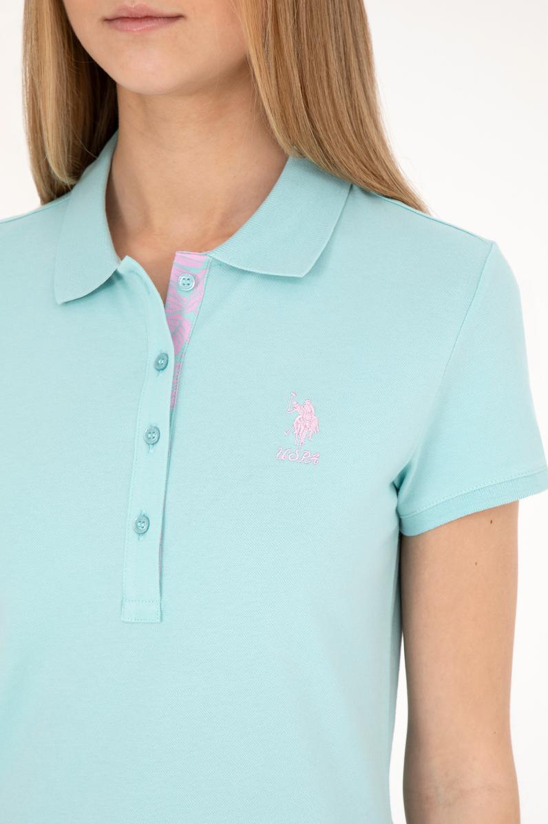 Kadın Su Yeşili Basic Polo Yaka Tişört