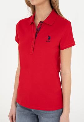 Kadın Kırmızı Basic Polo Yaka Tişört - 50289361054