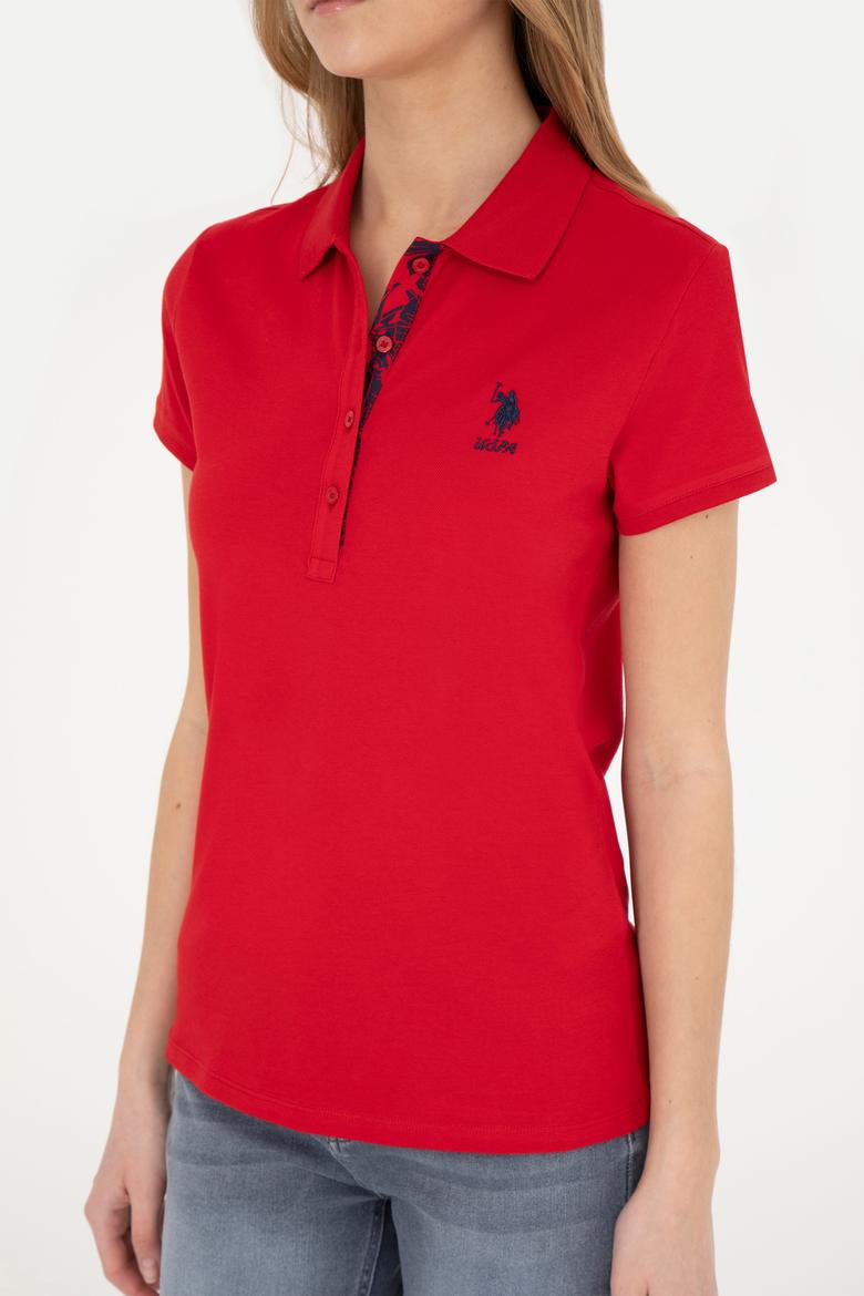 Kadın Kırmızı Basic Polo Yaka Tişört - 50289361054