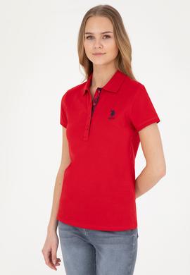 Kadın Kırmızı Basic Polo Yaka Tişört - 50289361054