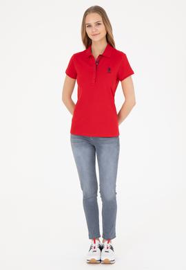 Kadın Kırmızı Basic Polo Yaka Tişört - 50289361054