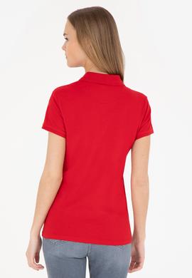 Kadın Kırmızı Basic Polo Yaka Tişört - 50289361054