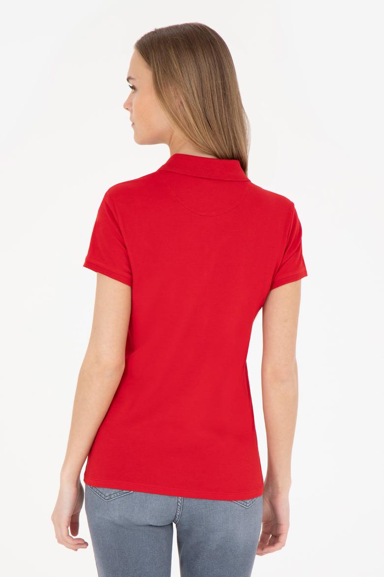 Kadın Kırmızı Basic Polo Yaka Tişört - 50289361054