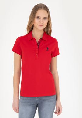 Kadın Kırmızı Basic Polo Yaka Tişört - 50289361054