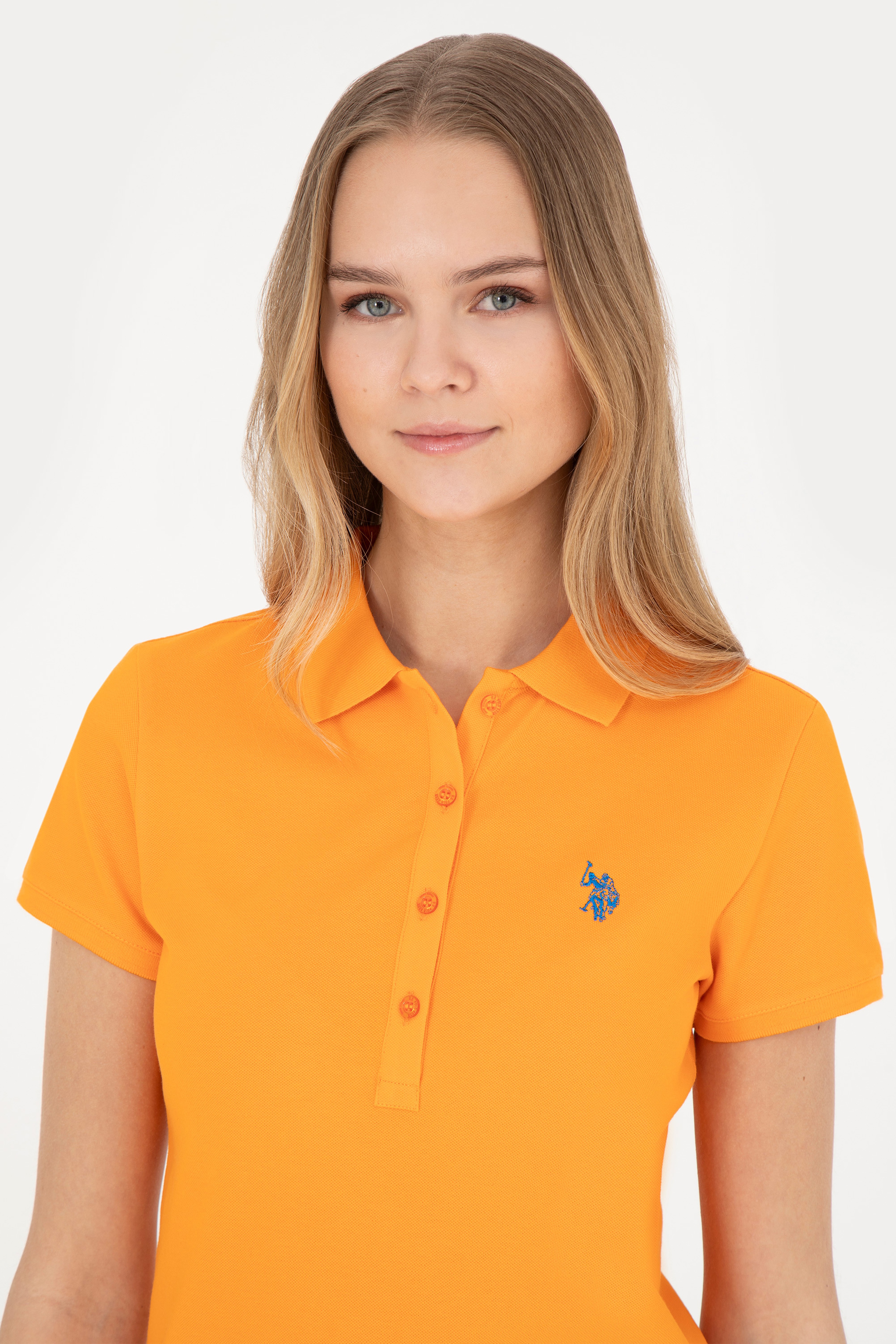 Kadın Turuncu Basic Polo Yaka Tişört