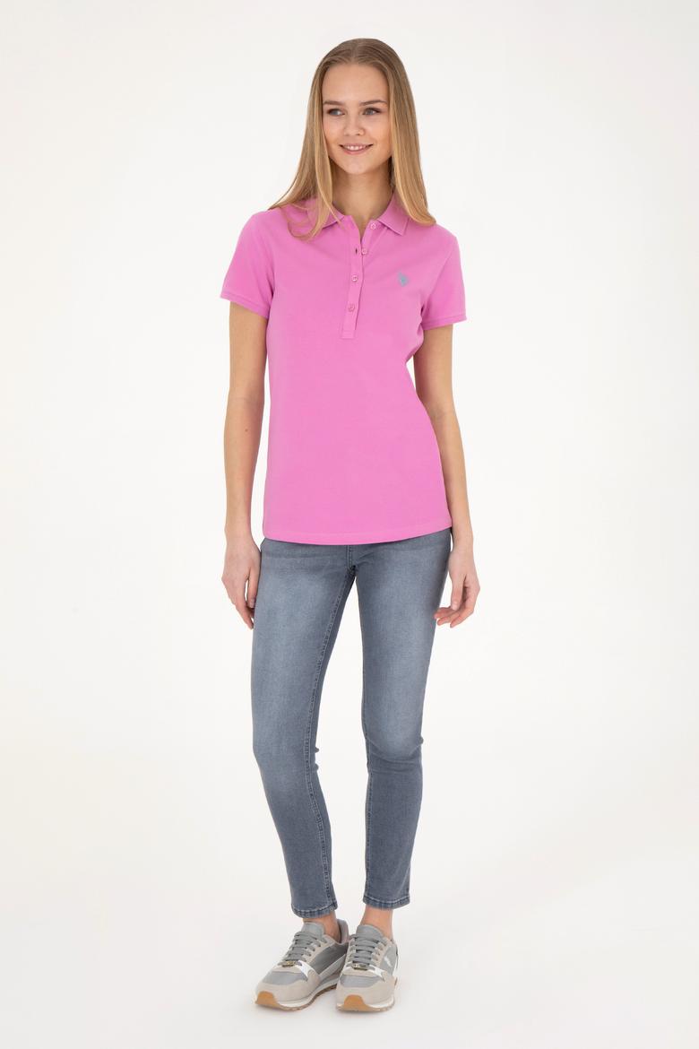 Kadın Pembe Basic Polo Yaka Tişört - 50280057080