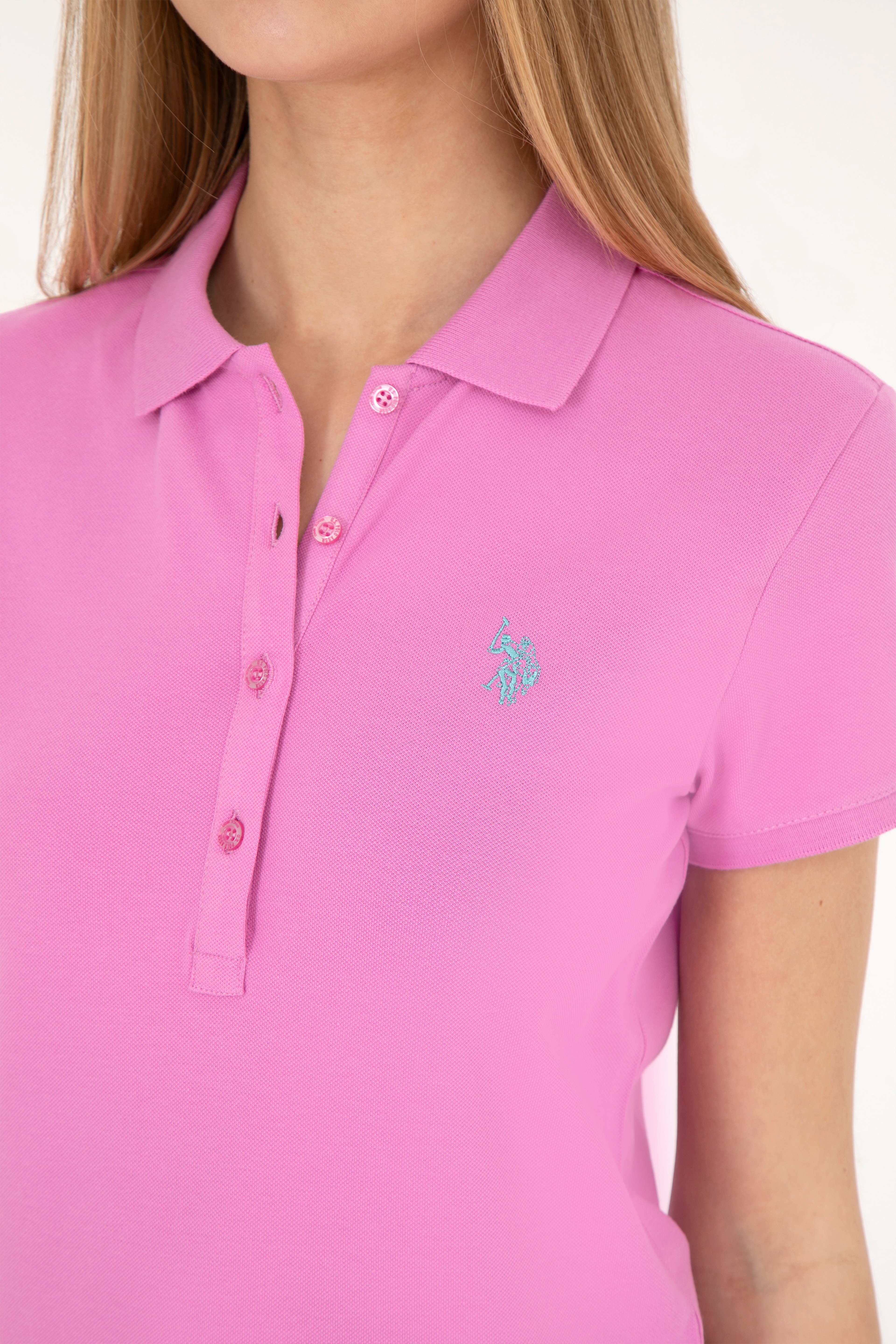 Kadın Pembe Basic Polo Yaka Tişört