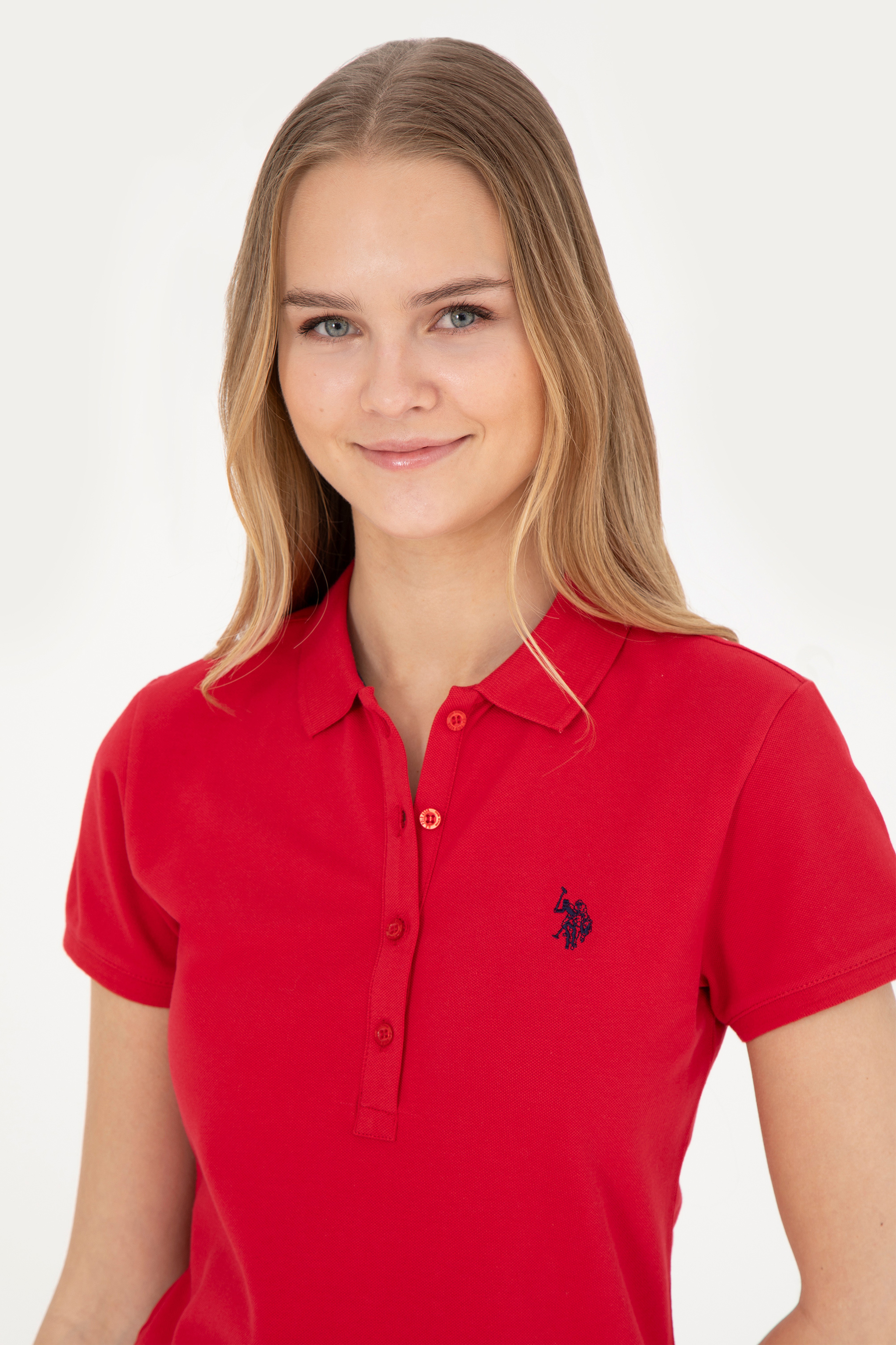Kadın Kırmızı Basic Polo Yaka Tişört