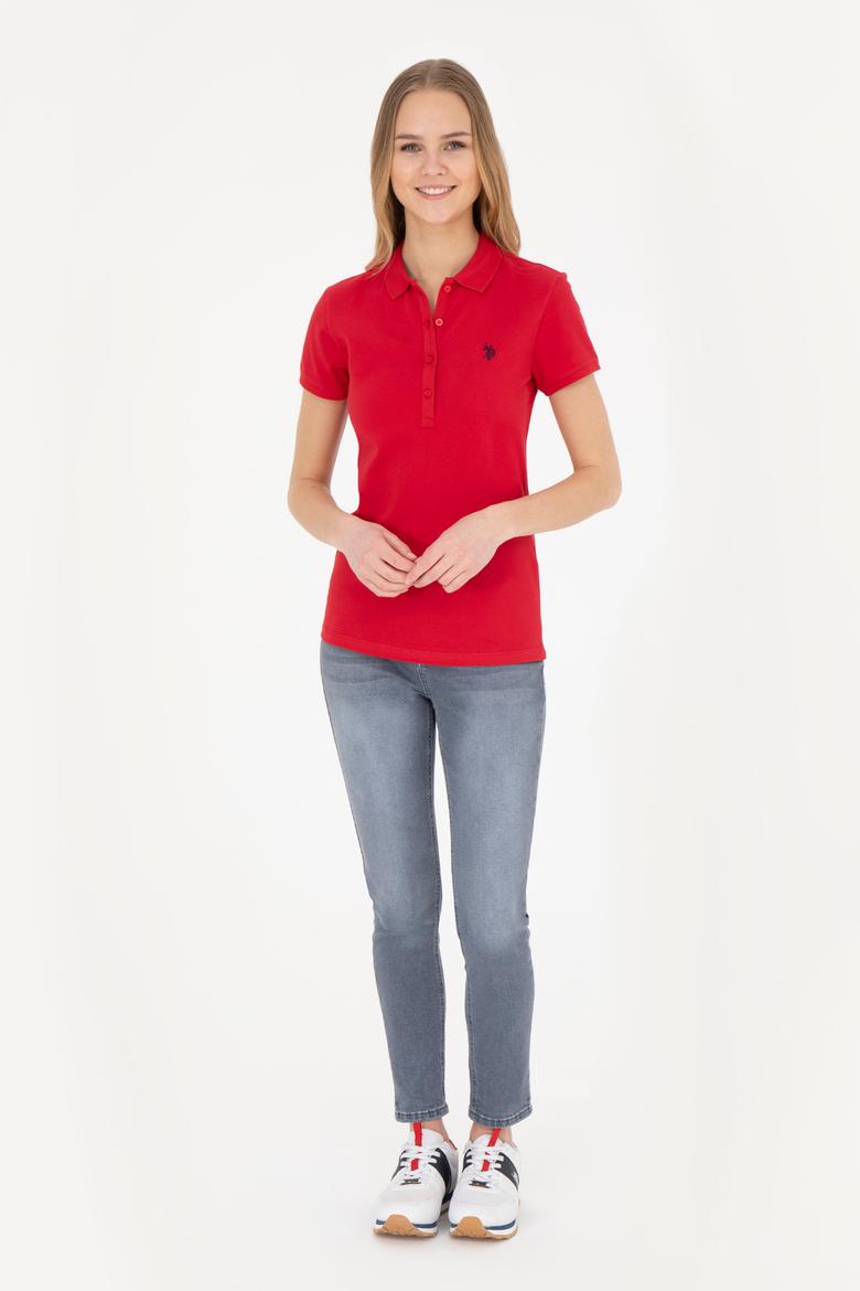 Kadın Kırmızı Basic Polo Yaka Tişört - 50280057182